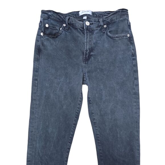 AGOLDE Toni Mid Rise Straight Jean‎ in Feral Washed Black Raw Hem Womens Size 26 - Picture 9 of 12